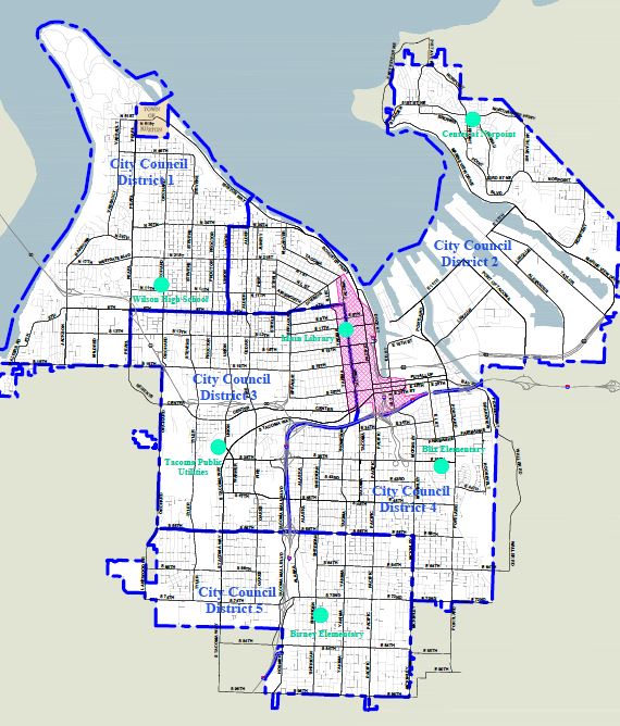 Map of meeting locations and council districts Map of meeting locations and council districts