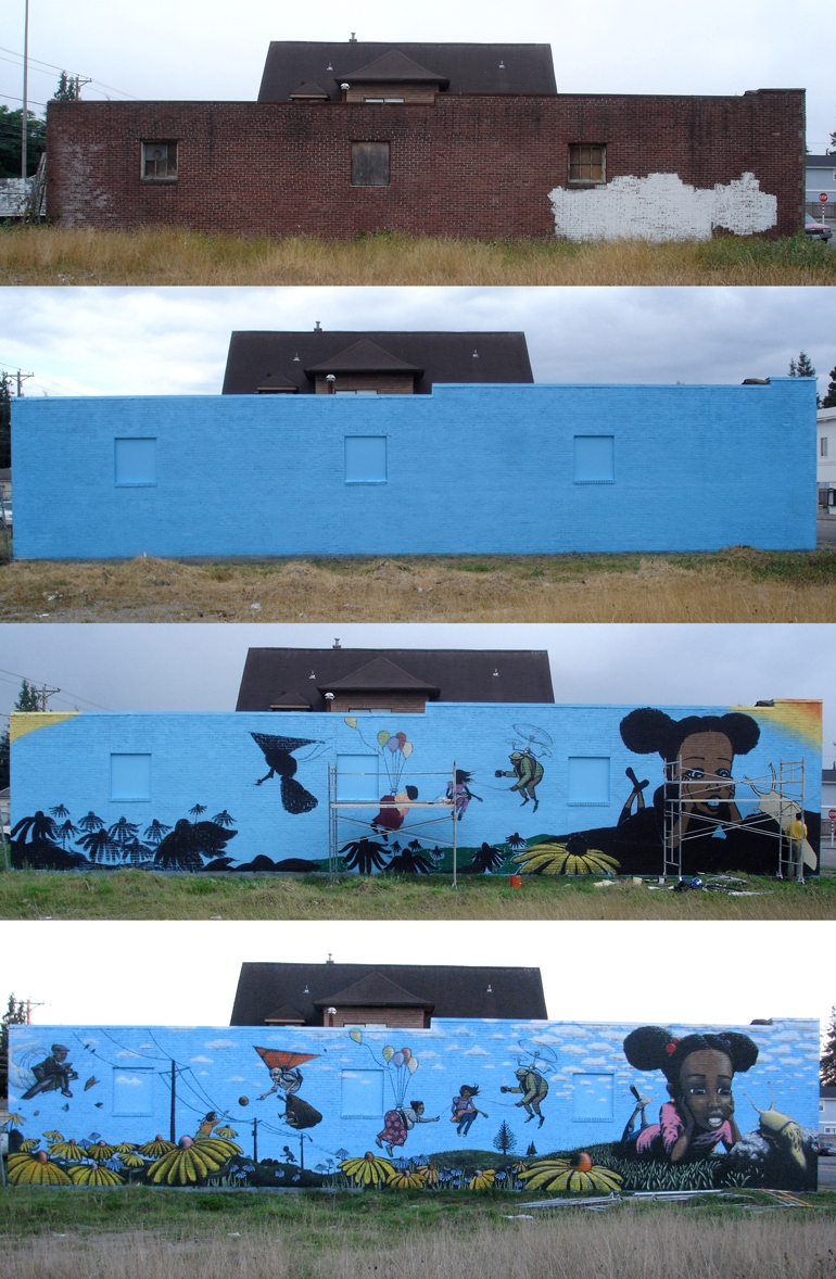 Hilltop mural progression. Photos by Jeremy Gregory.