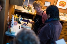 Dorothy McCuistion shares printmaking techniques during the Tacoma Studio Tour