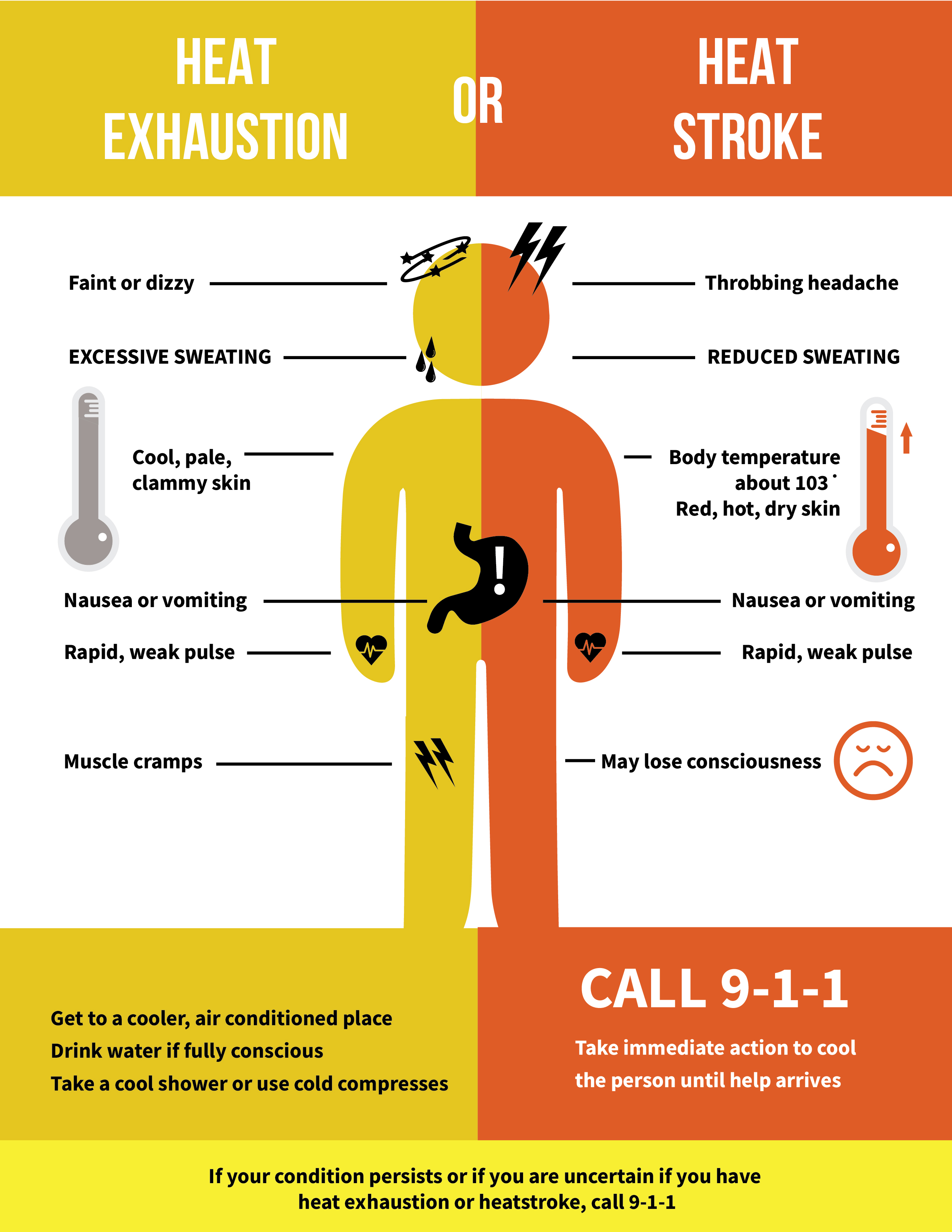 Signs of Heat Exhaustion and Heat Stroke graphic Signs of Heat Exhaustion and Heat Stroke graphic