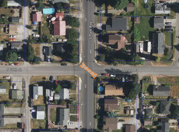 Proposed design for S 78th St and Park Ave traffic calming